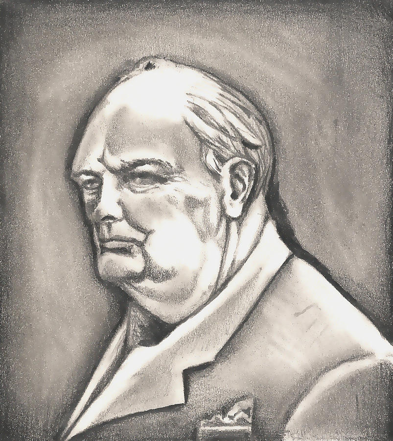 Winston Churchill 2 Drawing by Paul Mitchell