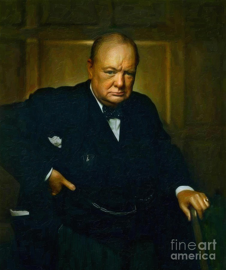Landmark Painting - Winston Churchill by Celestial Images