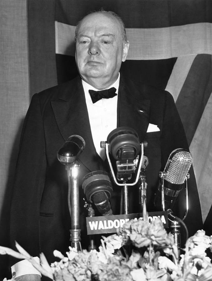 New York City Photograph - Winston Churchill Speaks by Underwood Archives