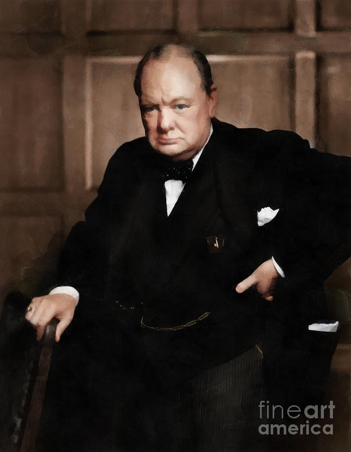 Winston Churchill Painting by Vincent Monozlay