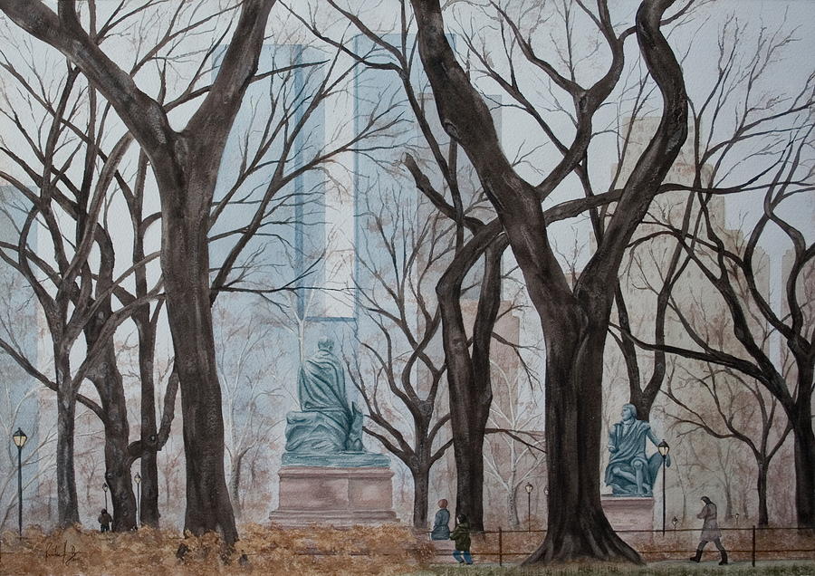 Winter Afternoon in Central Park Painting by Monika Degan