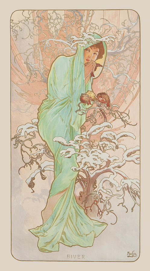 Winter Painting By Alphonse Mucha - Pixels