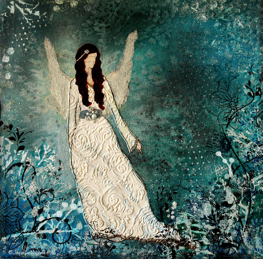 Winter Mixed Media - Winter Angel inspirational Christian Mixed Media painting  by Janelle Nichol