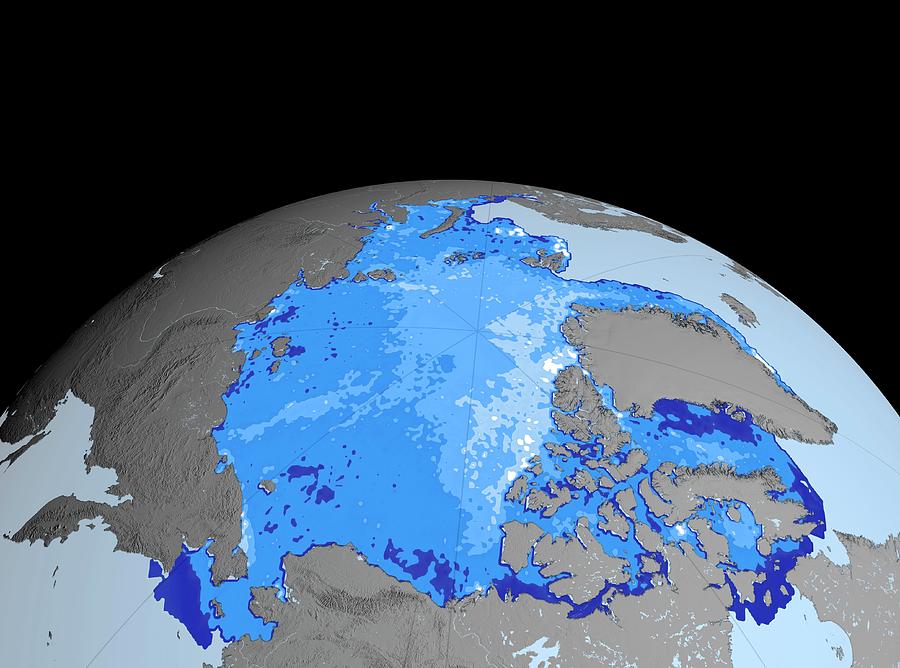 Winter Arctic Sea Ice Thickness Photograph by Nasa/gsfc-svs/science ...