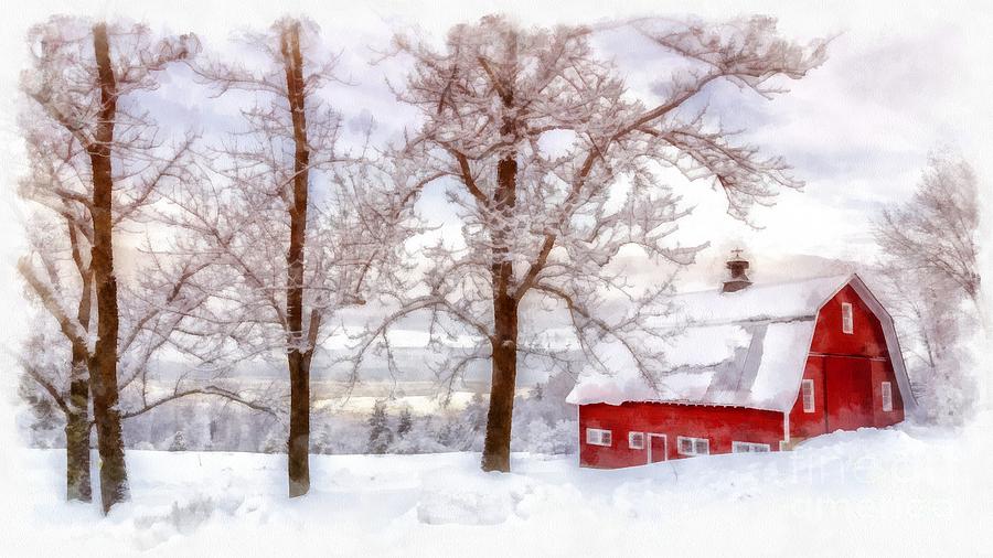 Winter Photograph - Winter Arrives Watercolor by Edward Fielding