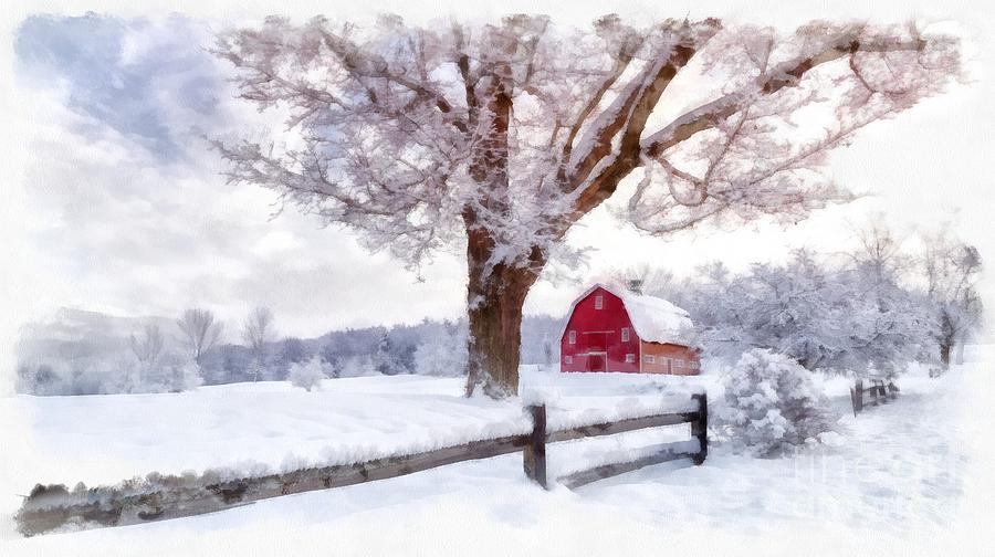 Winter Arrives Watercolor II Digital Art by Edward Fielding