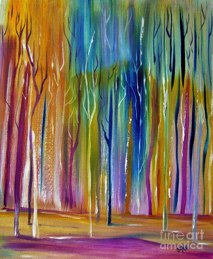 Abstract Painting - Winter Aspen by Janice Pariza