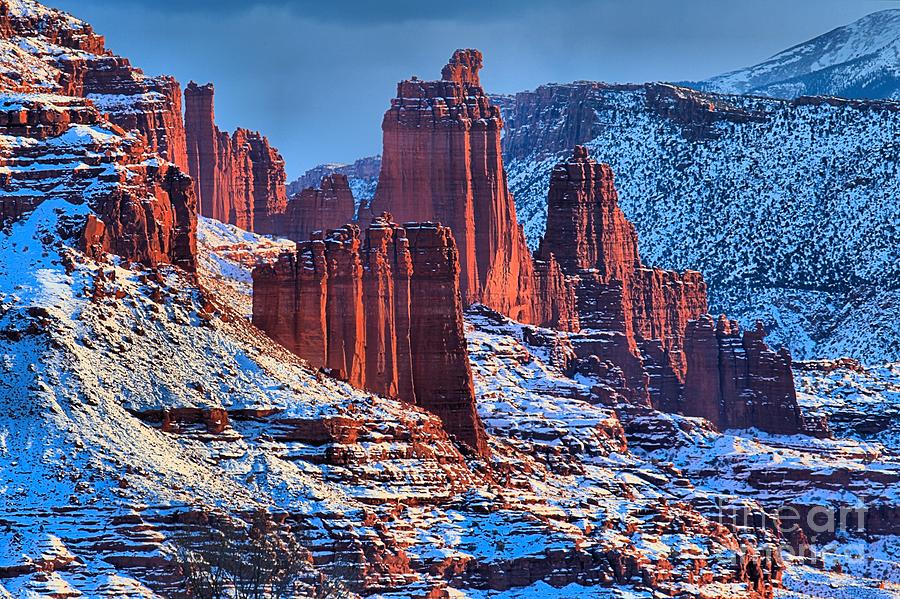 Winter At Fisher Towers Photograph by Adam Jewell