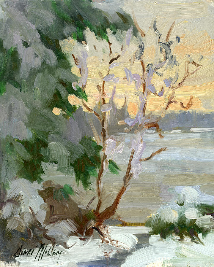 Winter Painting - Winter at Martha Lake by Diane McClary
