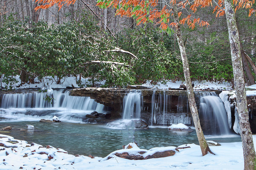 Winter at Mash Fork Falls Photograph by Mary Almond