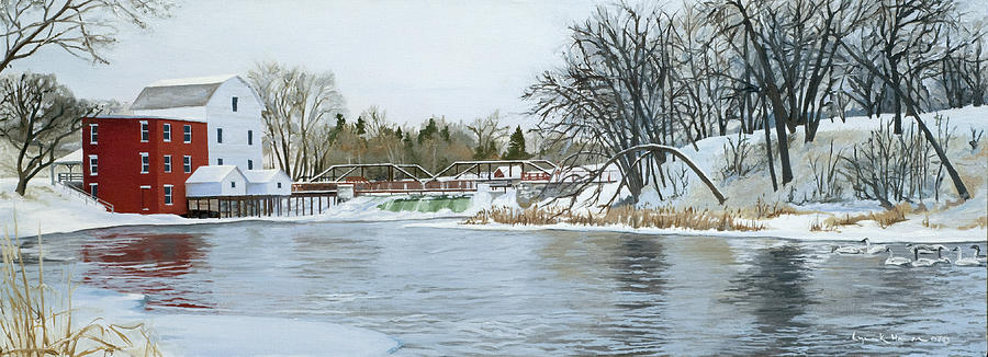 Winter at Phelps Mill Painting by Lynn Hansen