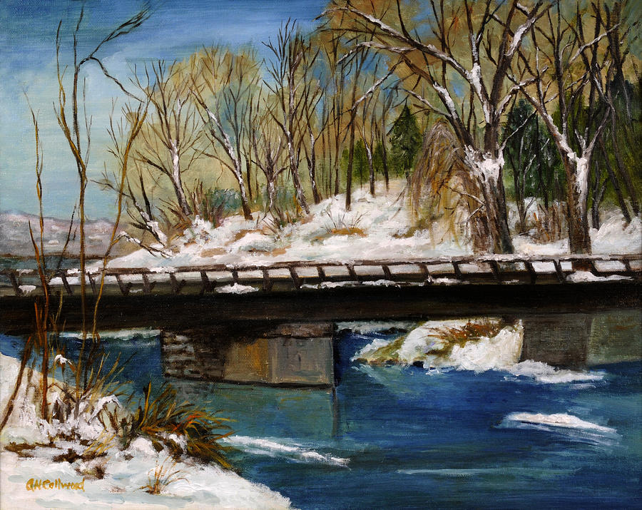 Winter at Prallsville Painting by Aurelia Nieves-Callwood