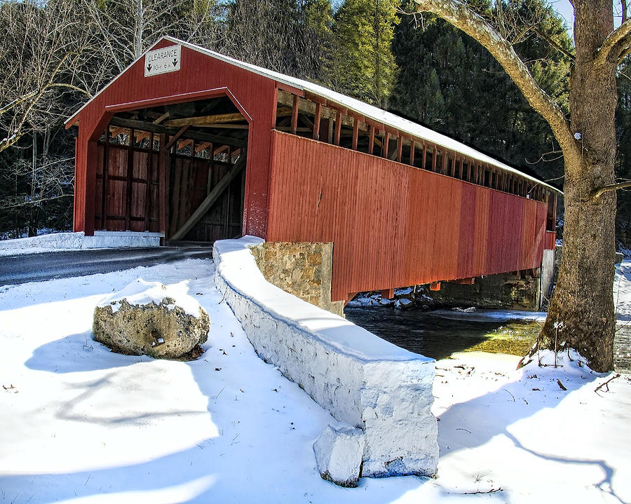Winter at the Little Gap Covered Bridge Photograph by Dave Sandt