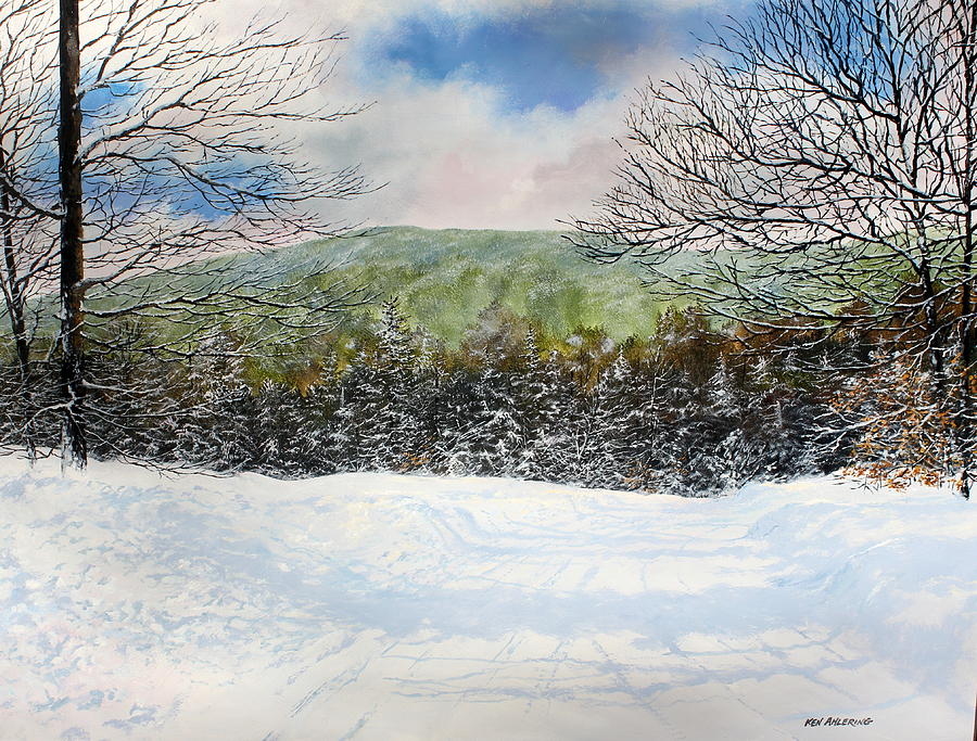 Winter backroad Painting by Ken Ahlering