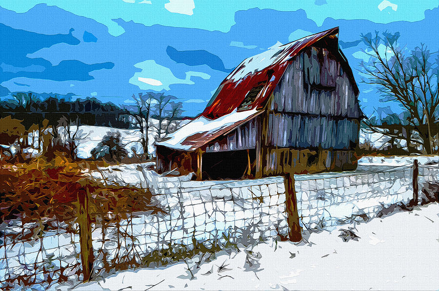 Winter Barn Digital Art by Brian Stevens