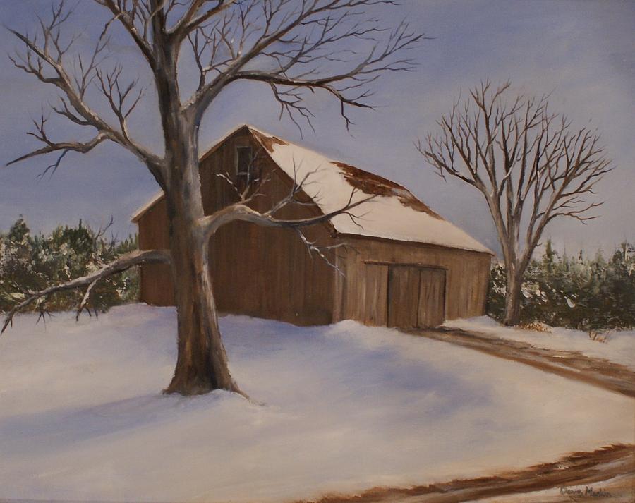 Winter Barn Painting by Dave Mackin - Fine Art America