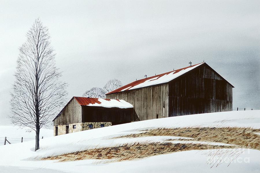 Winter Painting - Winter Barn by Michael Swanson
