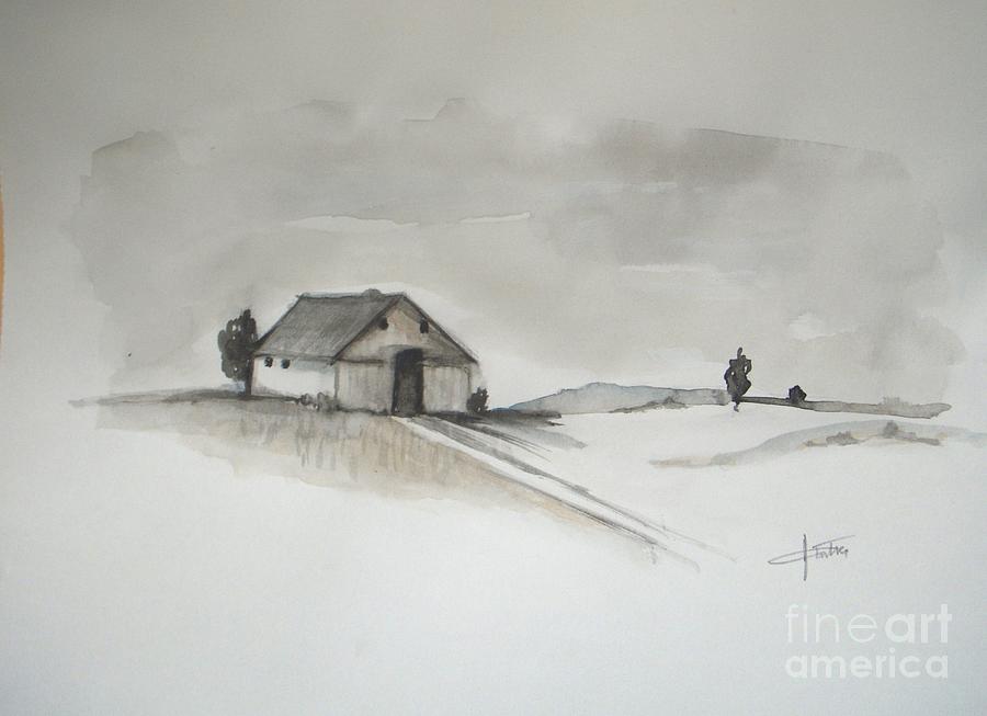 Winter Barn Painting by Vesna Antic