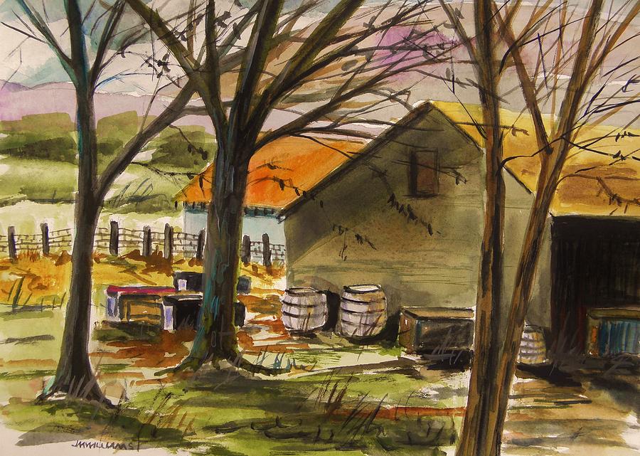 Winter Barnyard Painting by John Williams
