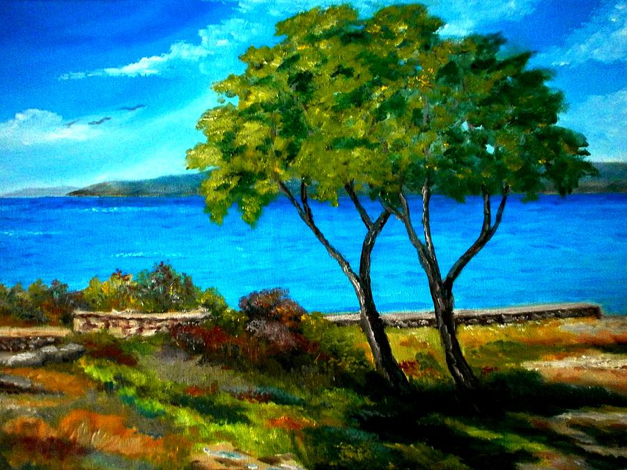 Winter beach  Painting by Konstantinos Charalampopoulos