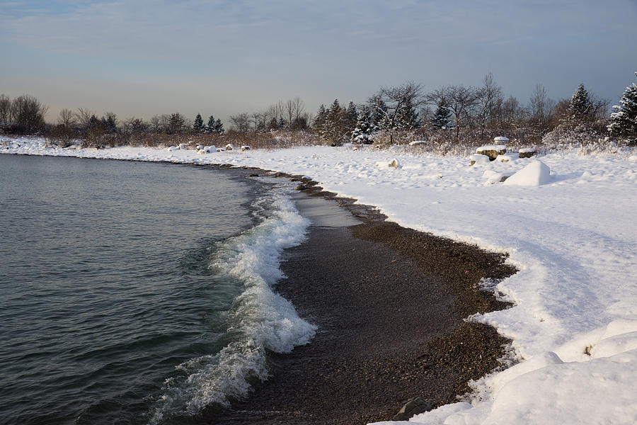 Winter Beach - Soft Snow on Lake Ontario Photograph by Georgia Mizuleva