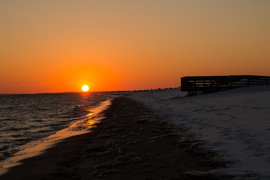 Winter Beach Sunset Photograph by Allan Morrison