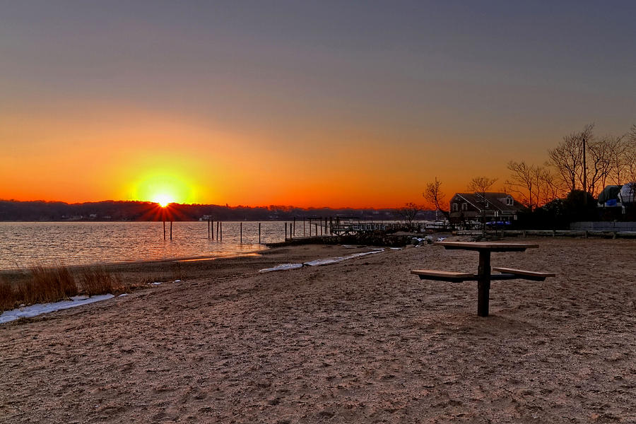 Winter Beach Sunset Photograph by Bob Slitzan