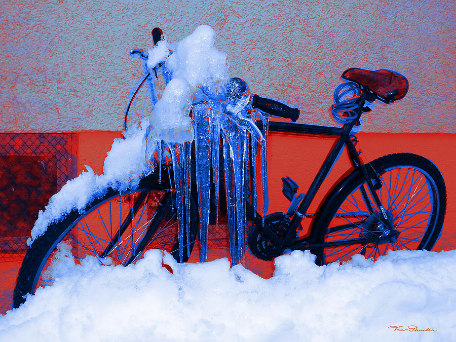 Winter Digital Art - Winter-Bike 1 by Theo Danella