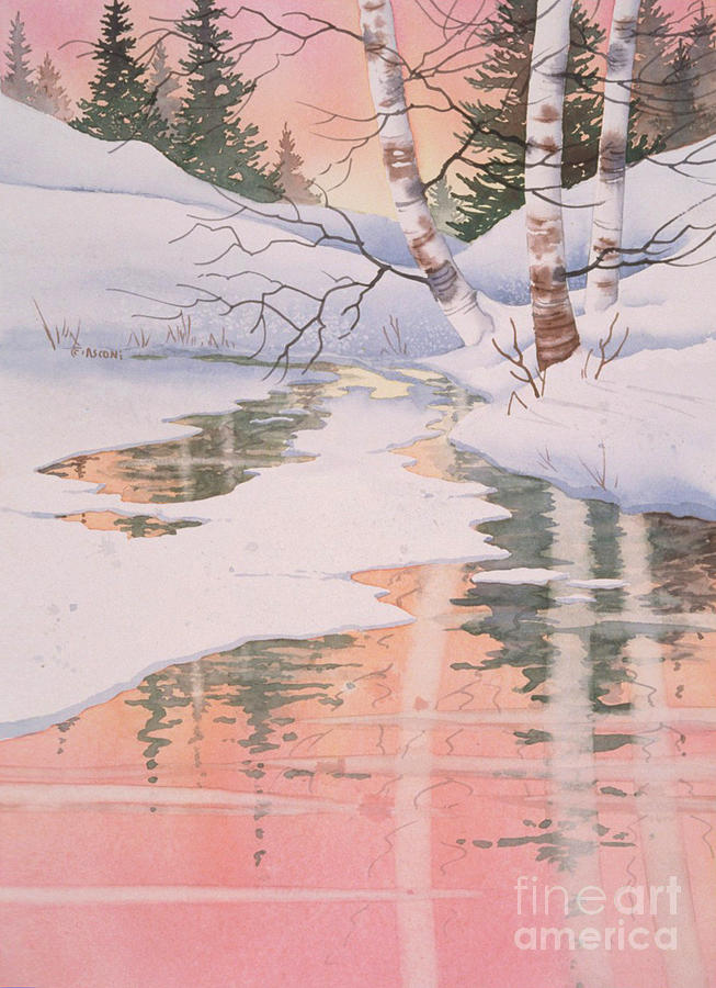 Winter Birch Reflections Painting by Teresa Ascone