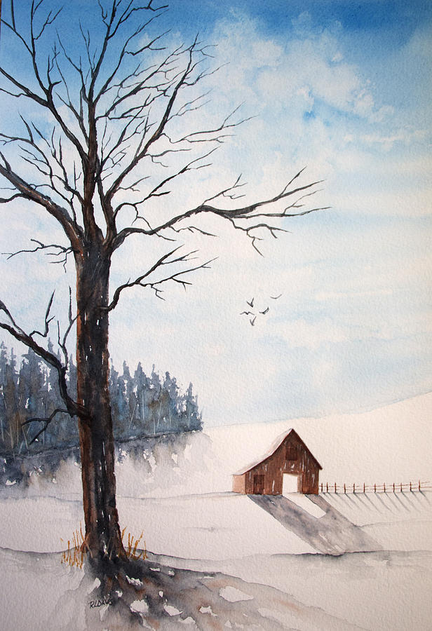 Winter Blue Skies Painting by Rebecca Davis