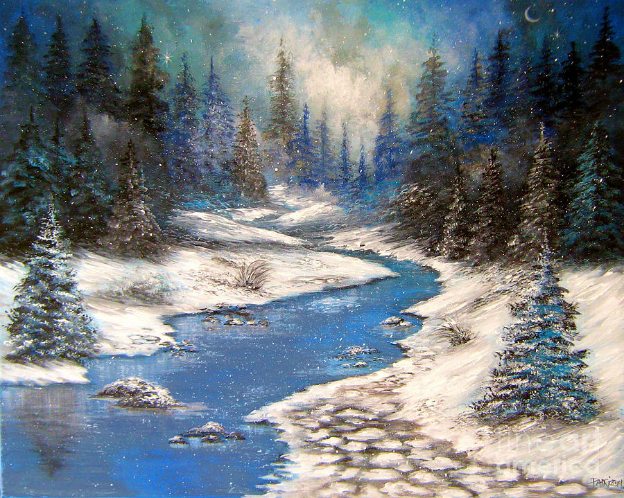 Little Blue Winter Painting by Bella Apollonia
