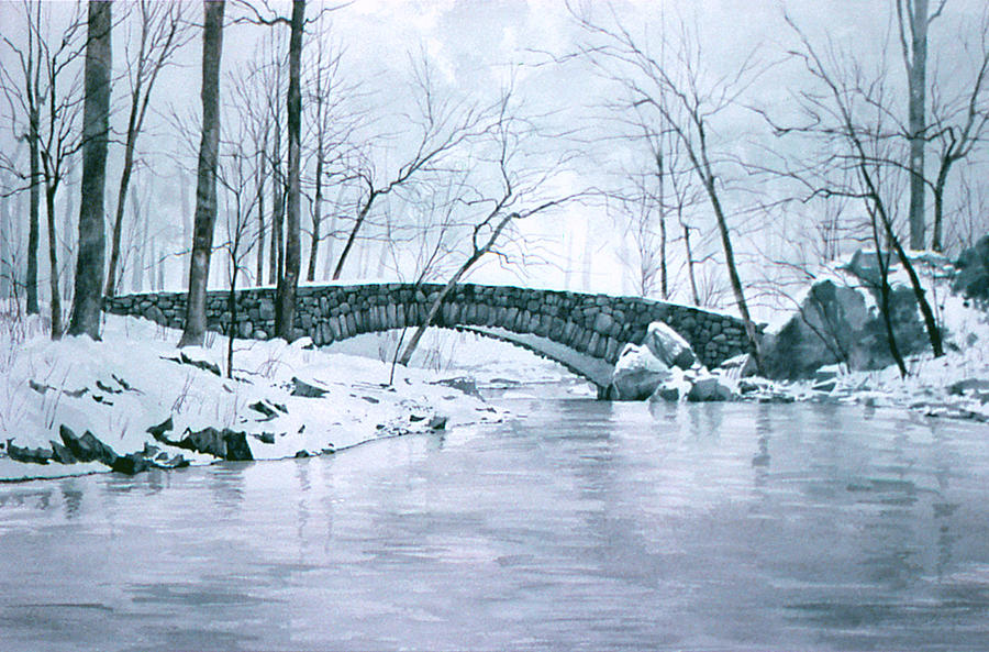 Winter Bridge Painting by Tom Wooldridge