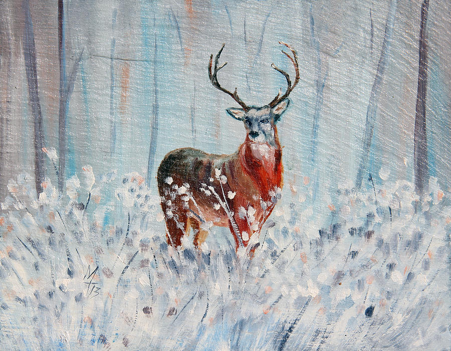 Deer Painting - Winter Buck by Meaghan Troup
