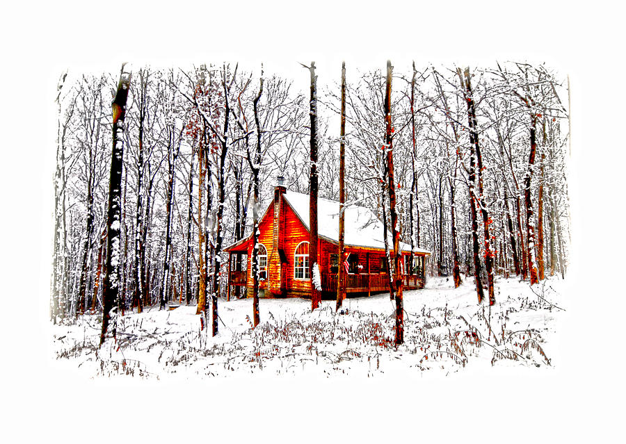 Winter Cabin Photograph - Winter Cabin in The Woods by Randall Branham
