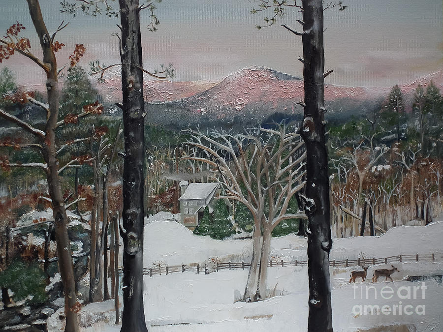 Winter - Cabin - Pink Knob Painting by Jan Dappen