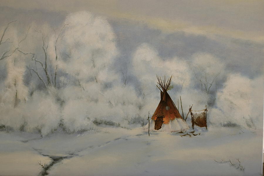 Winter Camp Painting by Richard Hinger