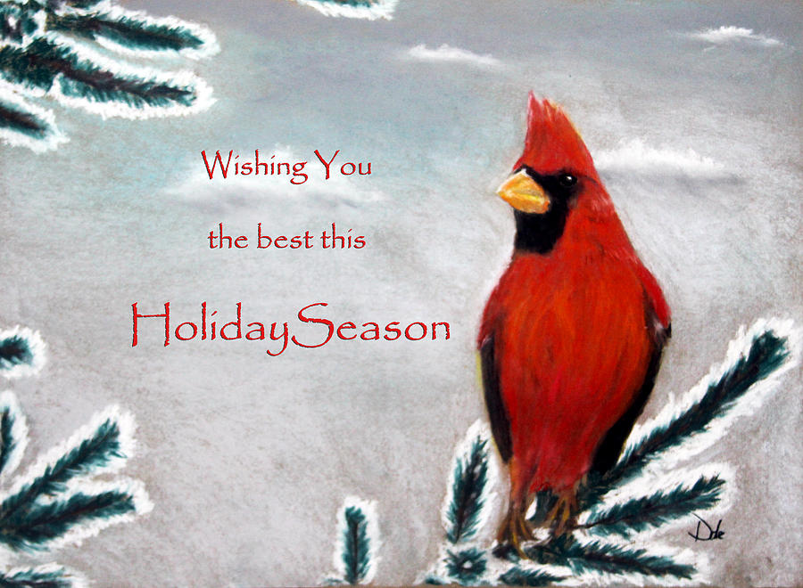 Winter Cardinal Card  Mixed Media by Dale Bradley