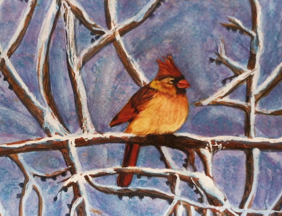 Winter Cardinal Painting by Linda Markwardt