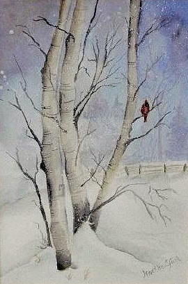 Winter Painting - Winter Cardinal by Martha Efurd