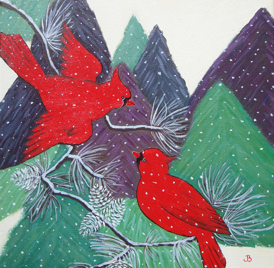 Winter Cardinals Painting