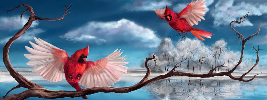 Winter Cardinals Painting