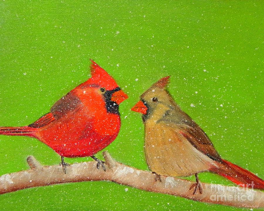 Winter Cardinals Painting by Shelia Kempf
