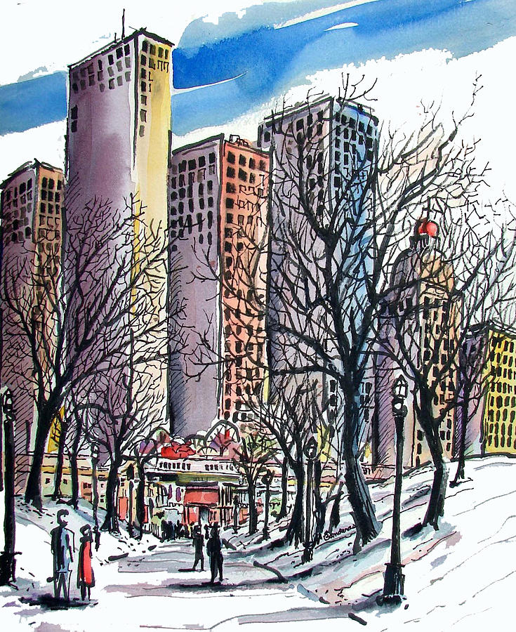 Winter City Painting by Terry Banderas