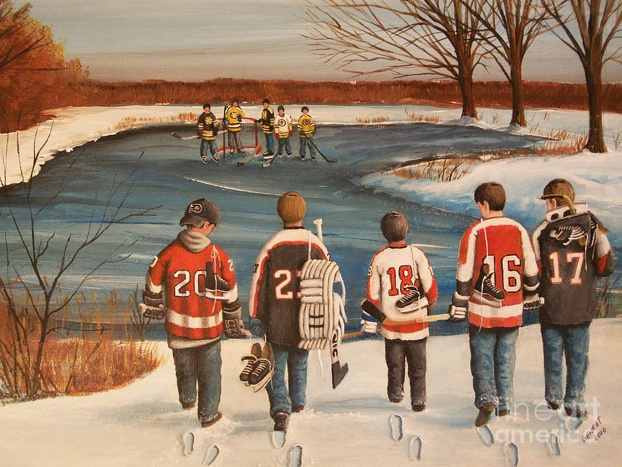Hockey Painting - Winter Classic - 2010 by Ron  Genest