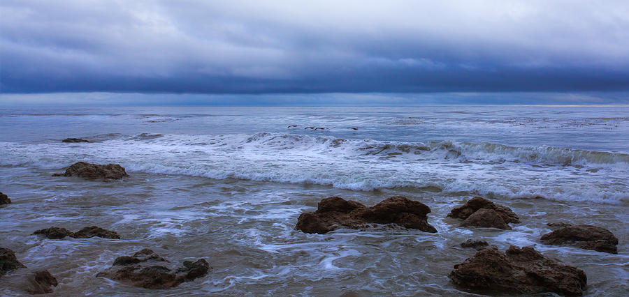Winter Clouds Over The Beach Seascape Fine Art Photography Print  Photograph by Jerry Cowart