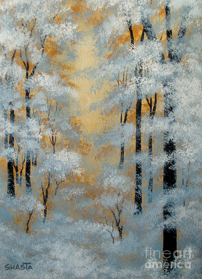Nature Painting - Winter  Contrasts  by Shasta Eone