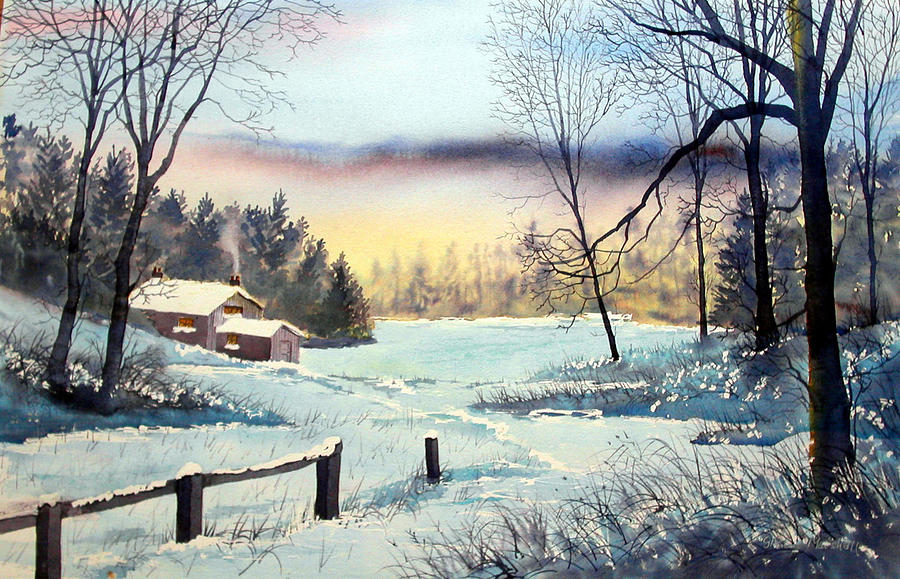 Winter Cottage Painting by Glenn Marshall