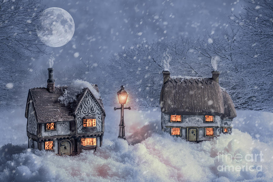Christmas Photograph - Winter Cottages In Snow by Amanda Elwell