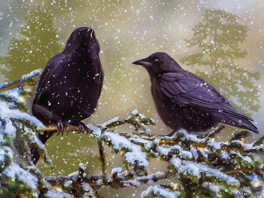 Bird Digital Art - Winter Crows by Ken Morris Bird Digital Art - Winter Crows by Ken Morris
