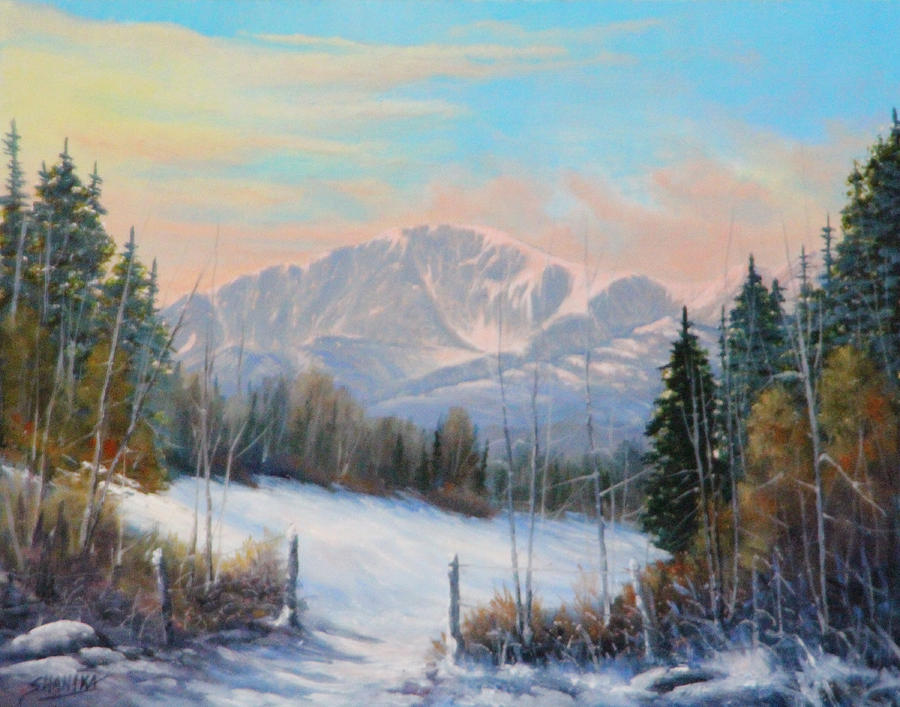 Winter Dawn - Pikes Peak 130910-1114 Painting by Kenneth Shanika - Fine ...